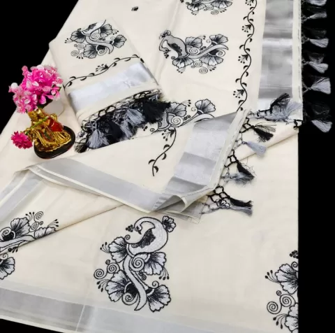 Kerala Cotton Kasavu Saree